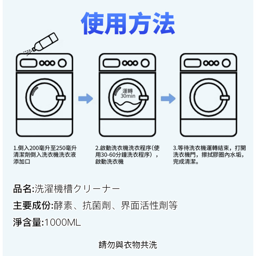 Kirio-洗衣機清潔劑 洗衣機消毒 除菌 除垢清潔 去霉斑污漬 洗衣機縫隙除霉劑 增量裝1000ML