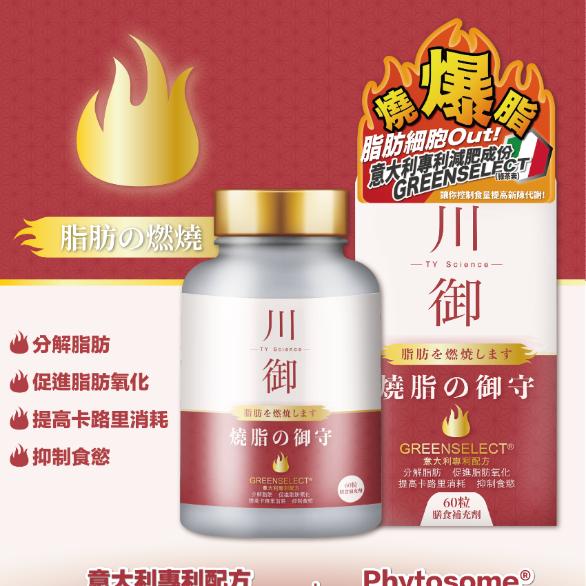 川御 燒脂の御守 60粒裝 減肥燒脂｜卡路里消耗｜抑制食慾｜分解脂肪