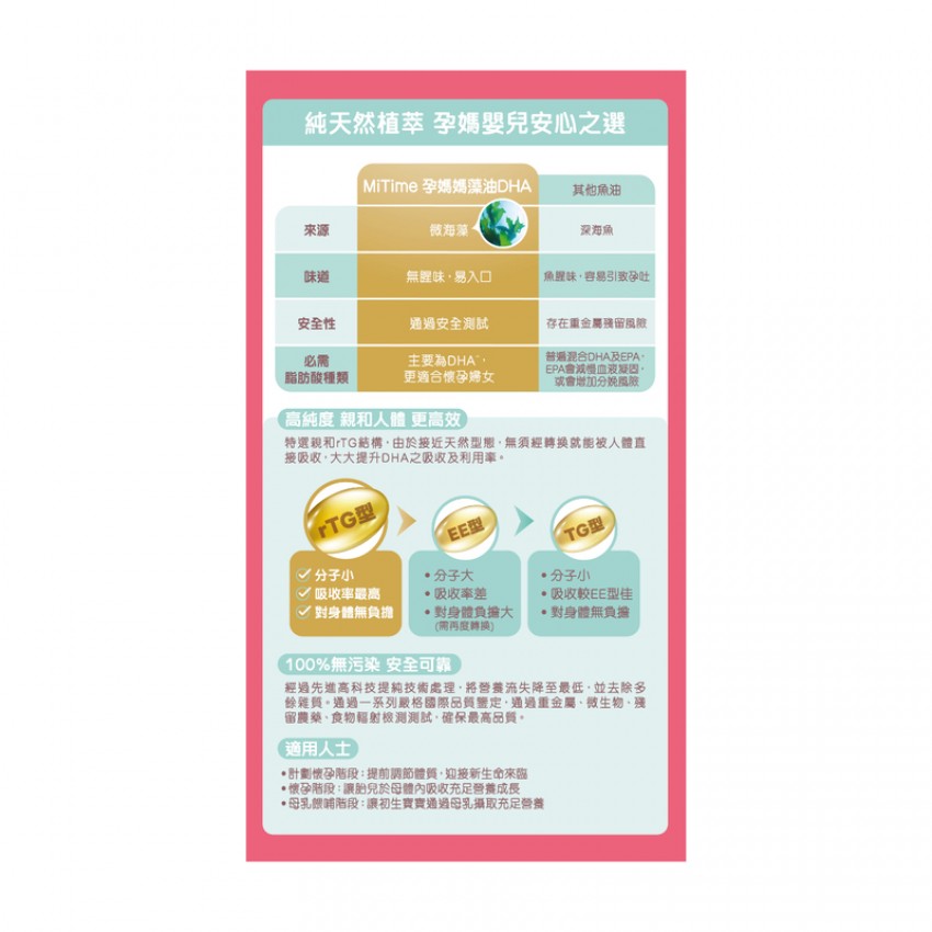 MiTime孕媽媽藻油DHA 60粒 孕婦dha藻油